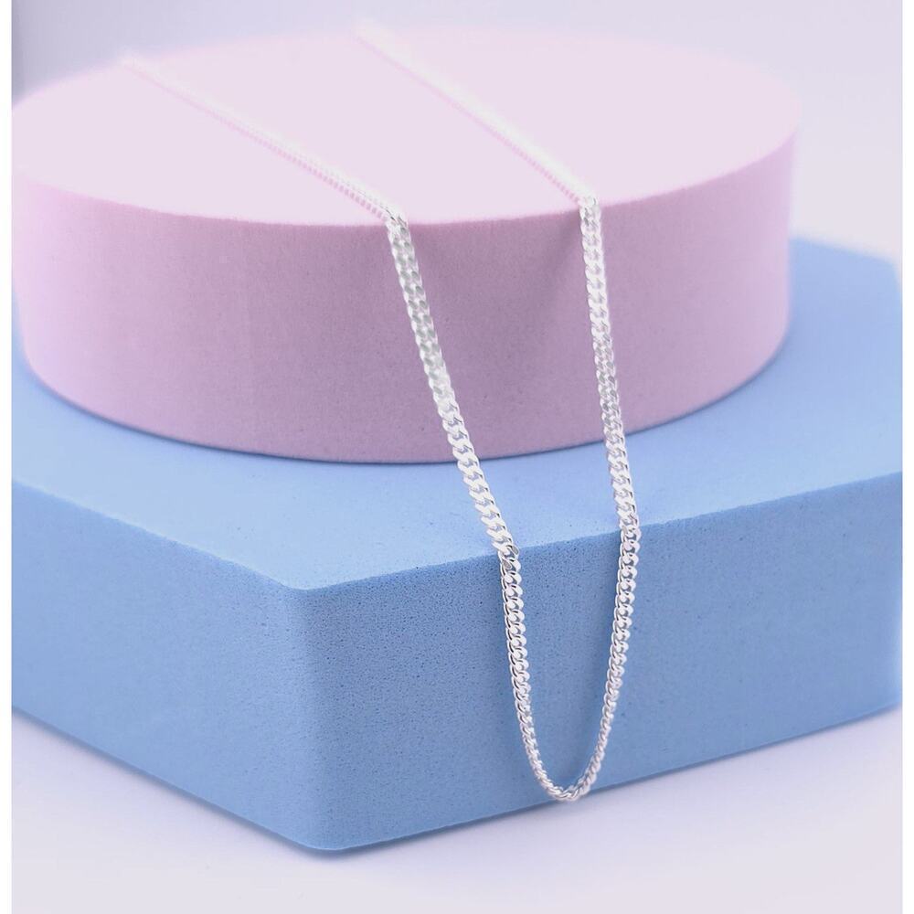 NWT Fashion Women's Unisex 925 Sterling Silver Curb Chains 2MM - Picture 2 of 4
